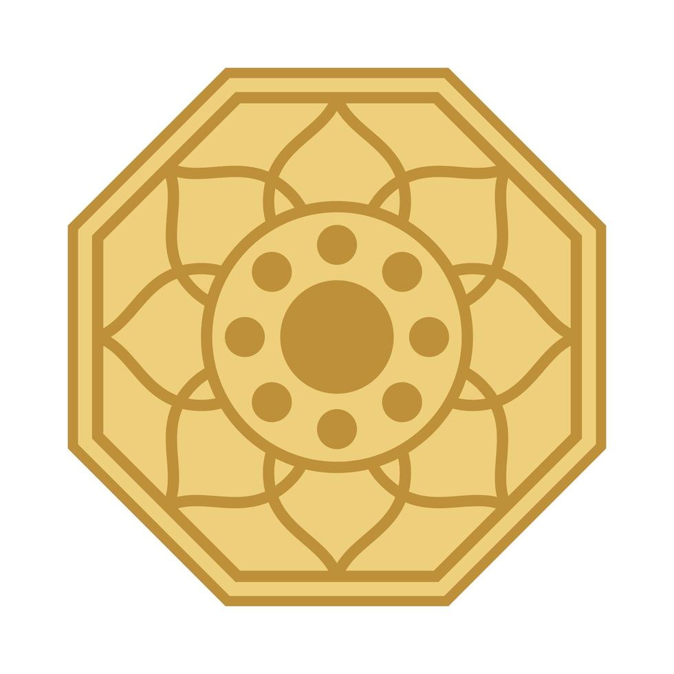 achteckiges Emblem mit koreanischem Muster vektor