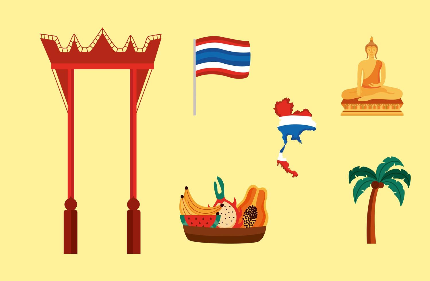 ikoner för thailändsk kultur vektor