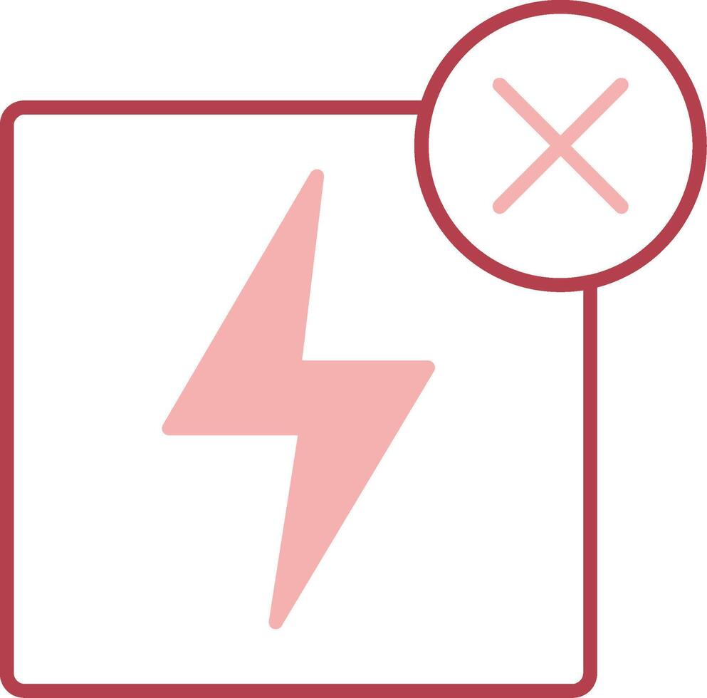 Nej elektricitet fast två Färg ikon vektor