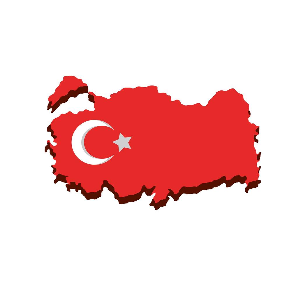 Türkei-Flagge in Karte vektor