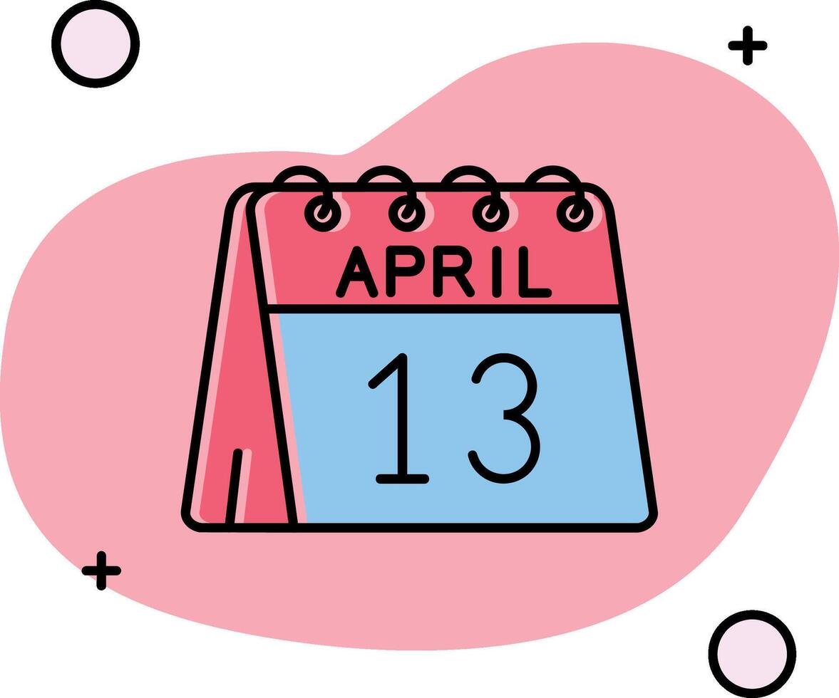 13: e av april gled ikon vektor