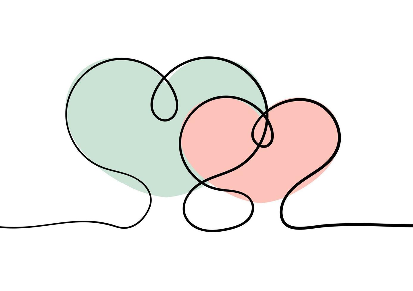 en hjärtbakgrund med en design av två hjärtan som symboliserar två människor som älskar varandra vektor