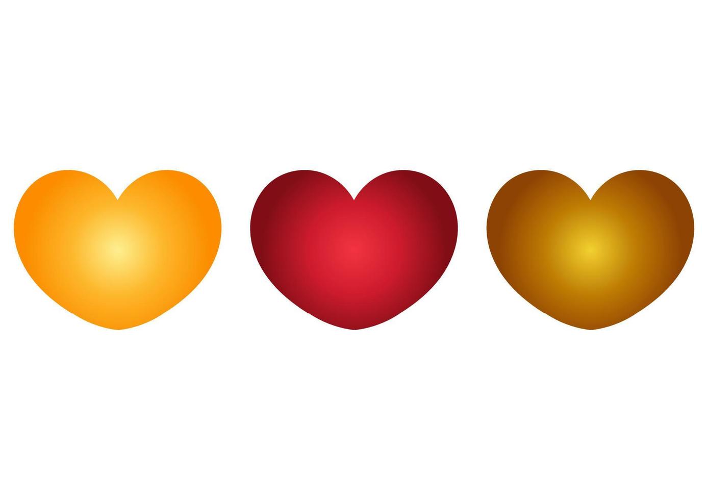 eine Sammlung einfacher Herzdesigns mit 3 verschiedenen Farben vektor