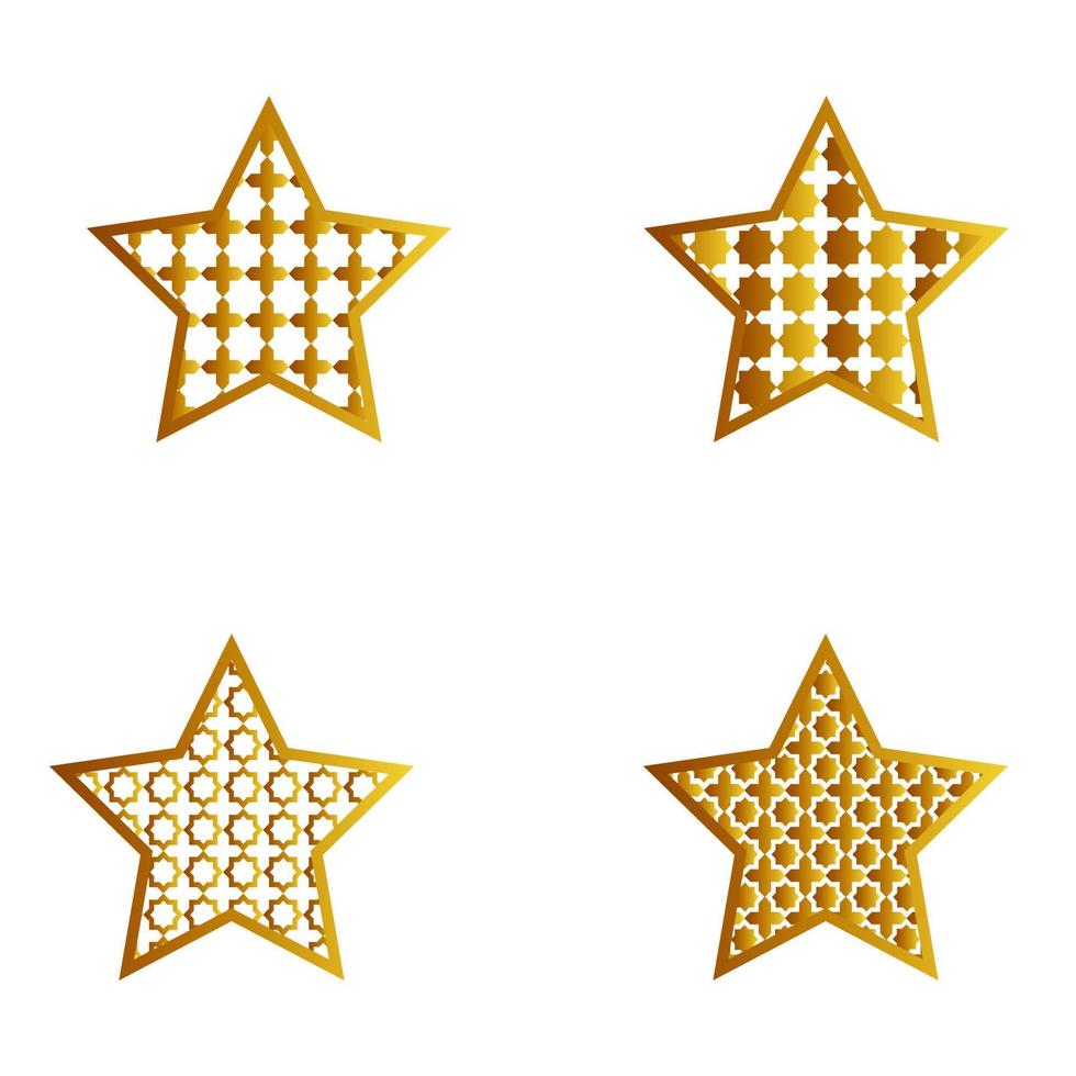 gyllene gradient färgad stjärna illustration uppsättning vektor