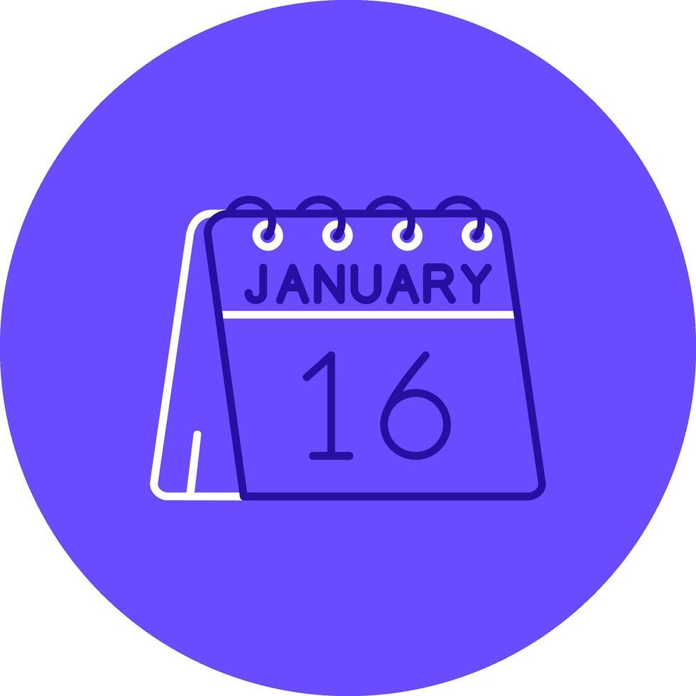 16: e av januari duo ställa in Färg cirkel ikon vektor