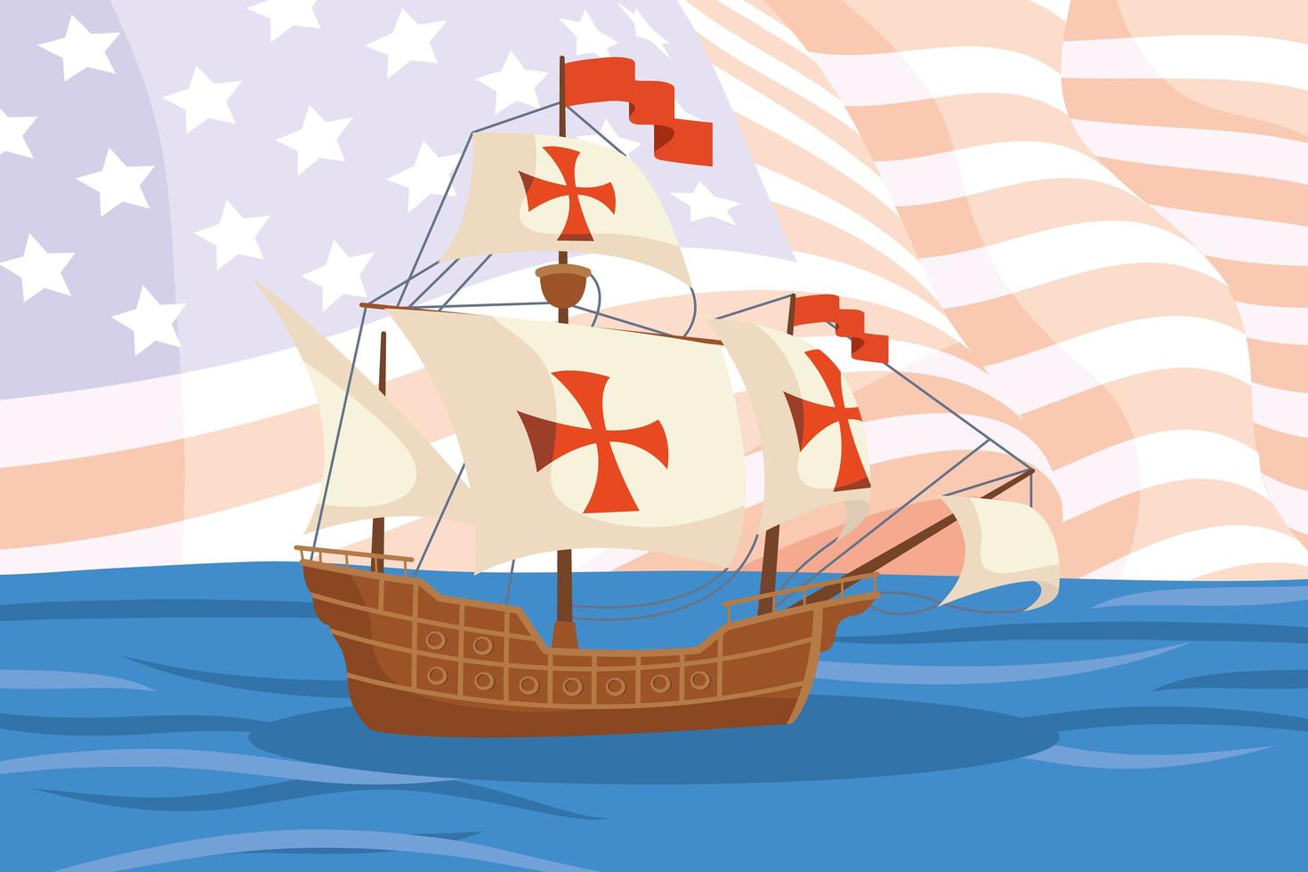 caravel och usa flagga vektor