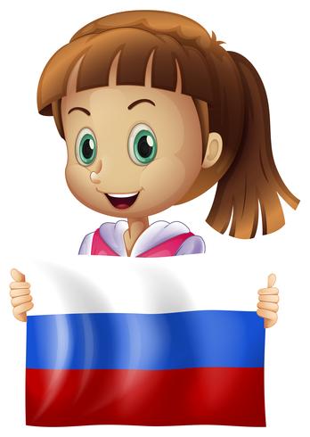 Söt tjej och flagga i Ryssland vektor