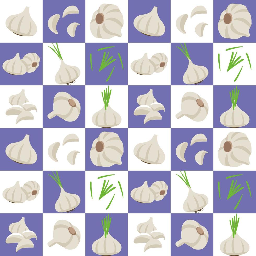 weißer Knoblauch abstraktes nahtloses geometrisches Vektormuster für Verpackungsdesign vektor