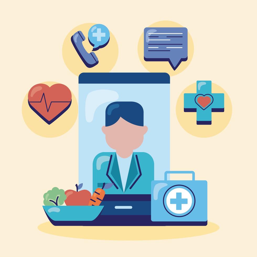Smartphone mit Gesundheits-App vektor