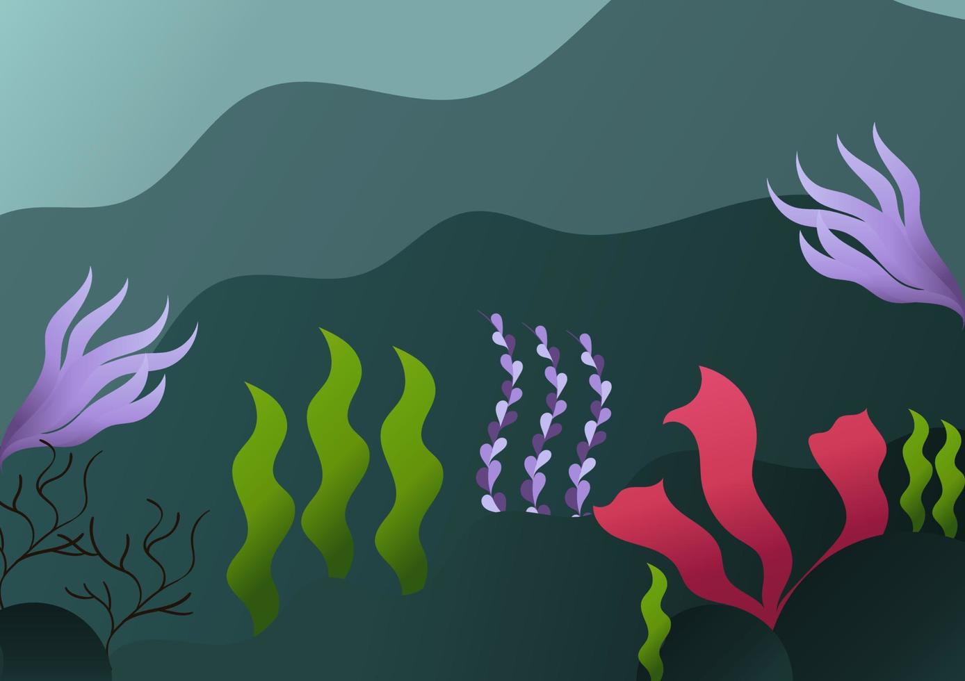 undervattenslandskap illustration med några vackra havsväxter vektor