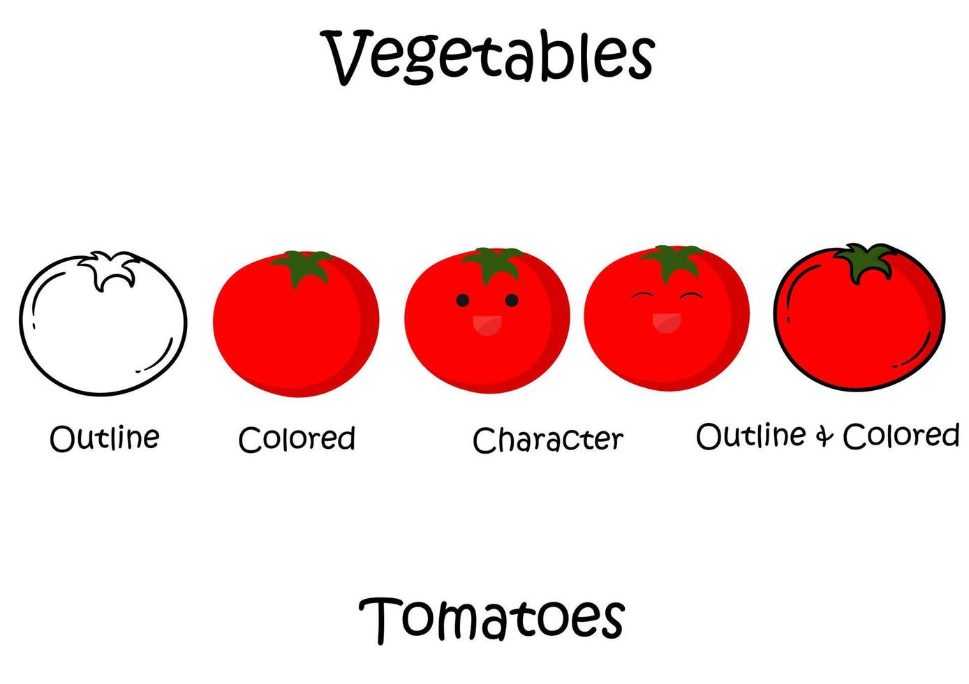 samling illustrationer av tomatgrönsaker vektor