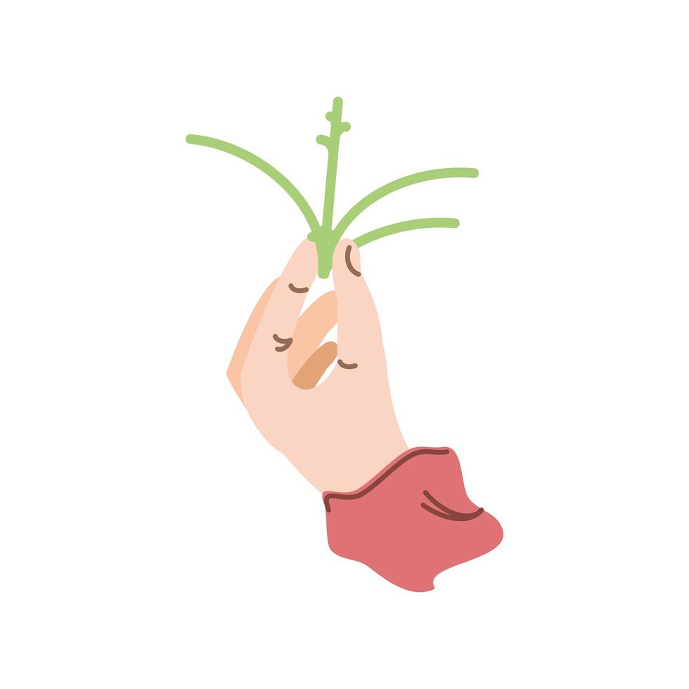 Hand mit einer Pflanze vektor
