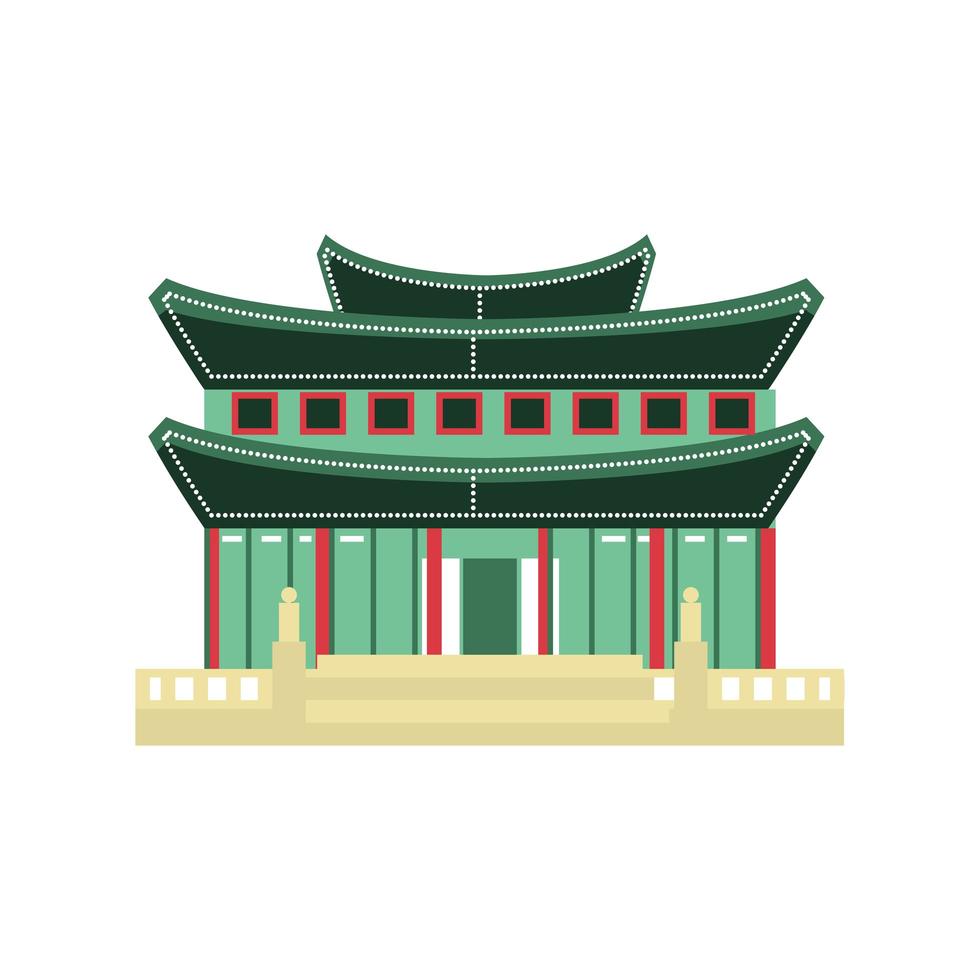koreansk byggnad traditionell vektor