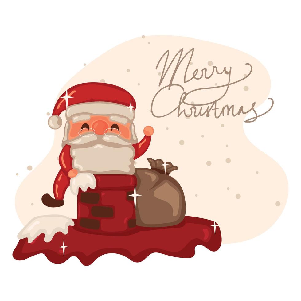 jultomten droppar gåvor. jul gratulationskort bakgrund affisch vektor