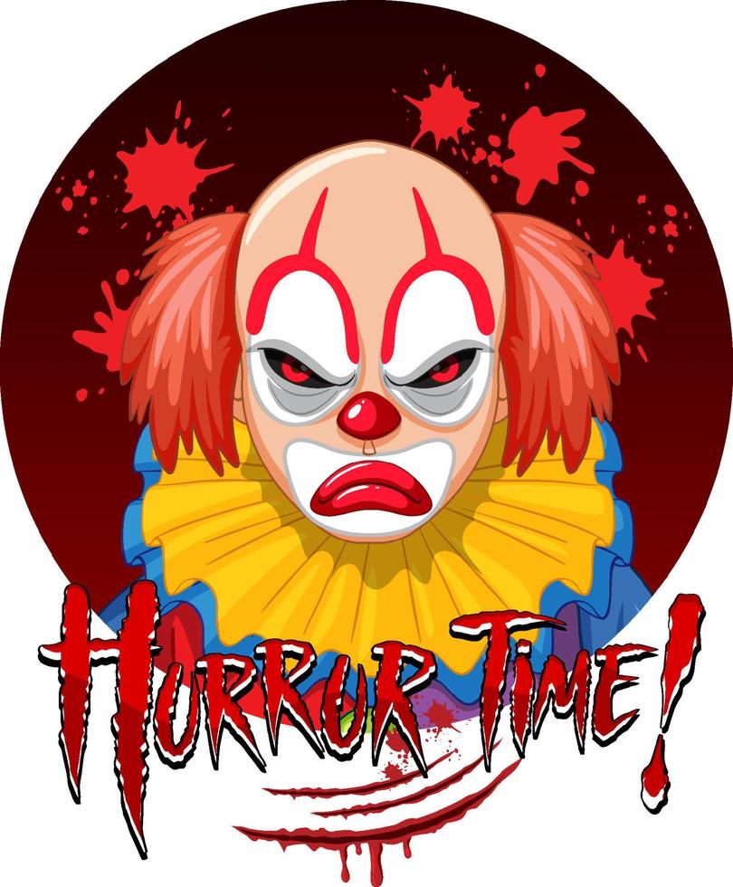 Horrorzeit-Logo mit gruseligem Clown vektor