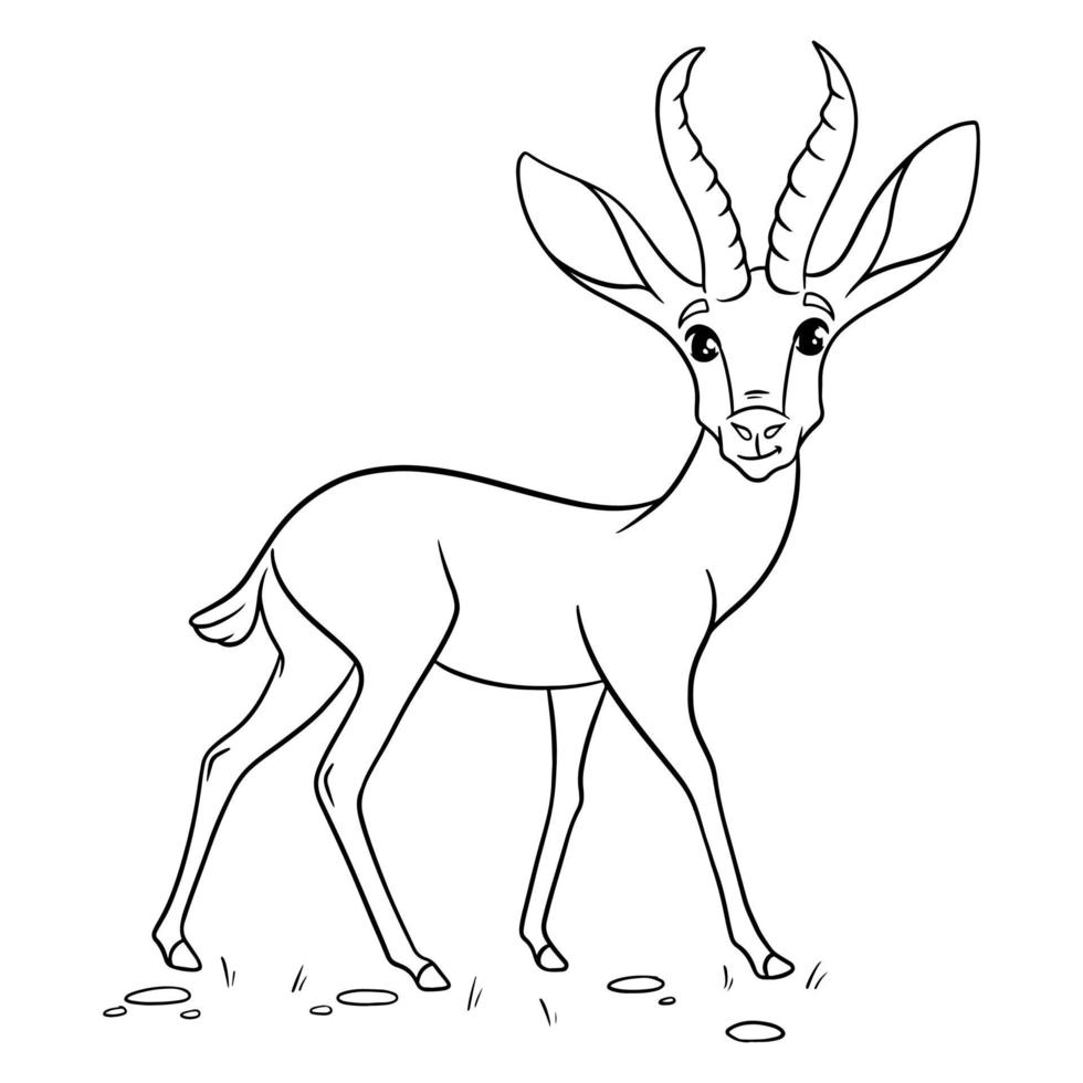 Tiercharakter lustige Gazelle im Linienstil. Kinderillustration. vektor