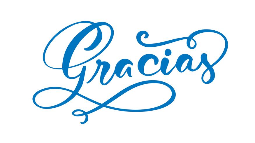 &quot;Gracias&quot; (&quot;Tack&quot; på spanska) handskriven bokstäver vektor