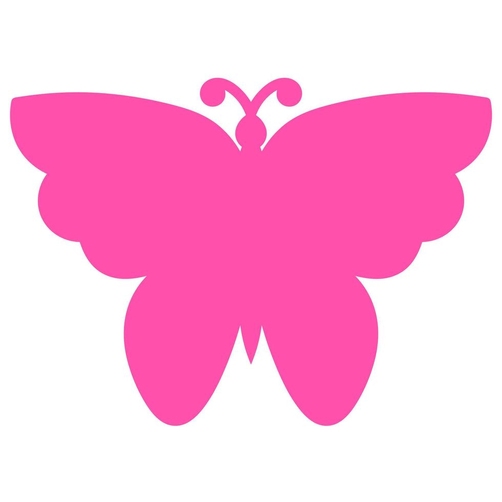 Rosa Schmetterling Silhouette auf weißem Hintergrund. Symbol, Logo. vektor