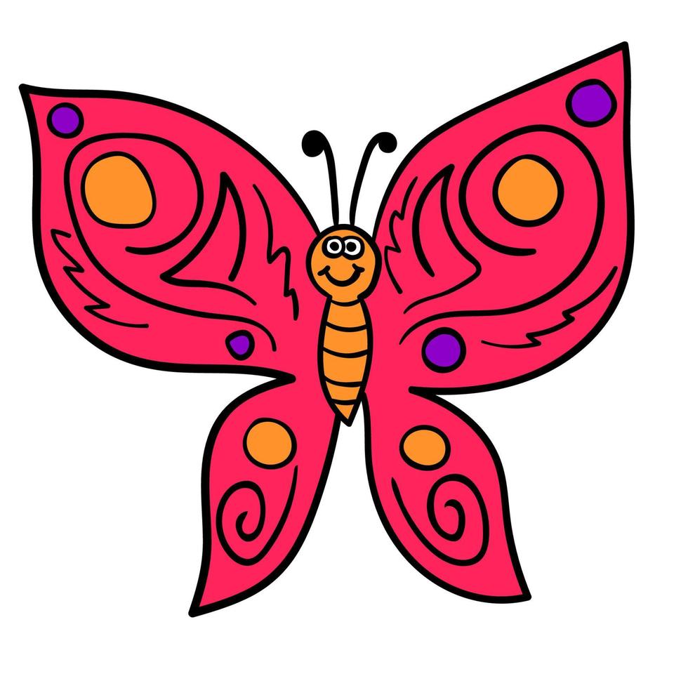 Cartoon doodle linearer Schmetterling isoliert auf weißem Hintergrund vektor