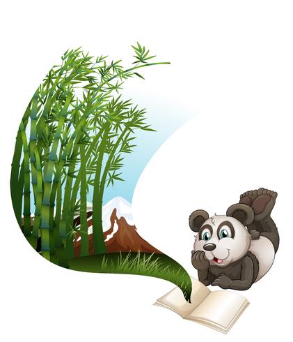 Panda läser bok om bambu vektor