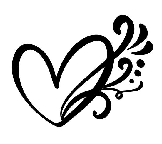 Vintage Calligraphic kärlek hjärta tecken vektor
