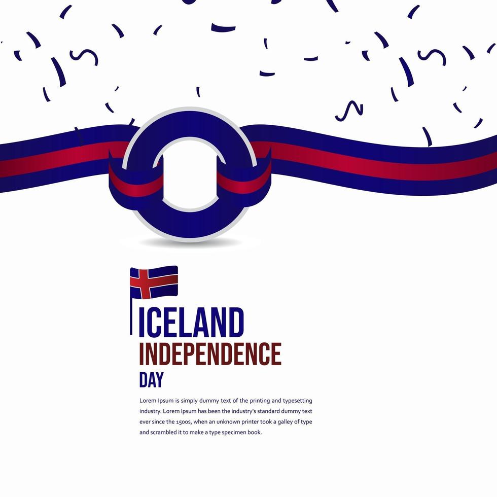 iceland självständighetsdag firande vektor mall design illustration