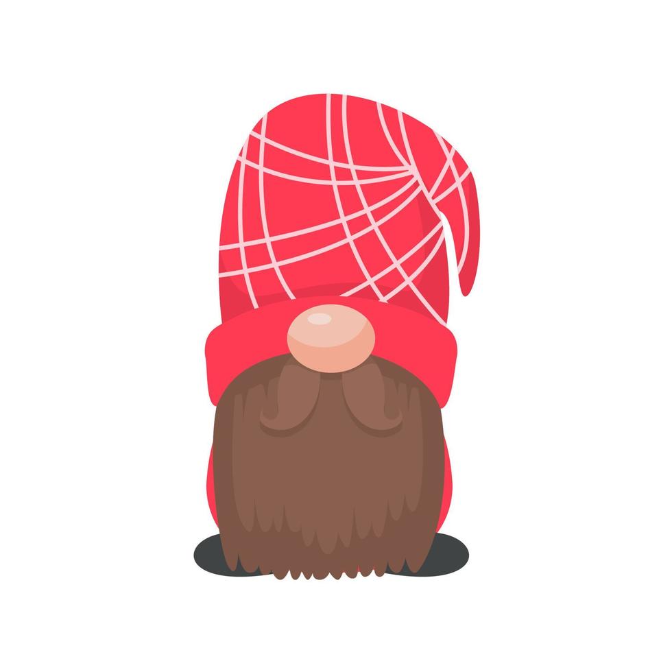 julniss. en liten gnome som bär en röd yllehatt. fira på jul vektor