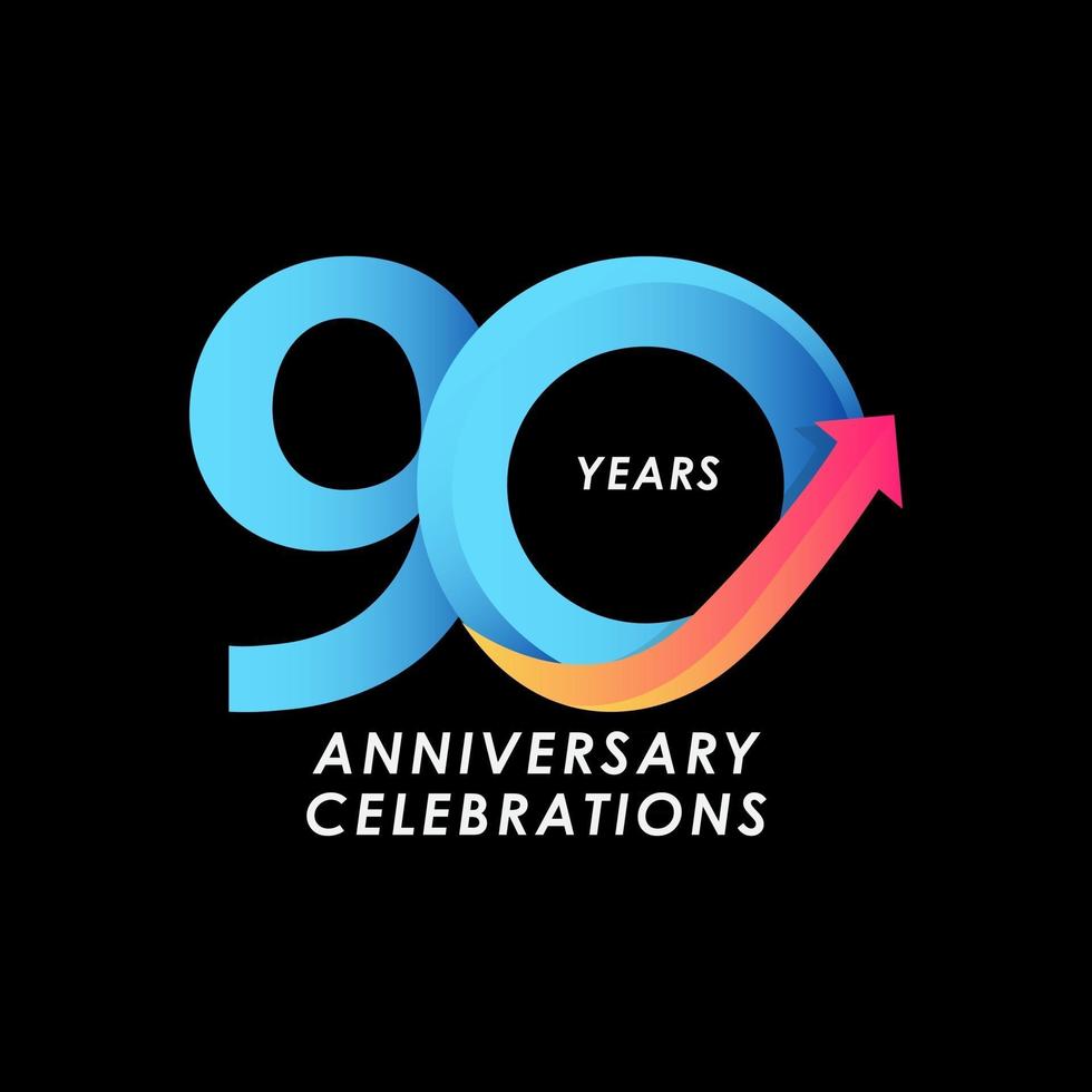 90-årsjubileum firande nummer vektor mall design illustration
