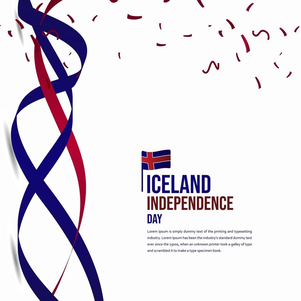 iceland självständighetsdag firande vektor mall design illustration