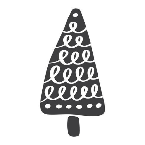 Weihnachtsbaum Vektor Symbol Silhouette. Einfaches Kontursymbol. Lokalisiert auf weißem Netzzeichenset der stilisierten Fichte. Skandinavische Karikaturabbildung der Handdraw