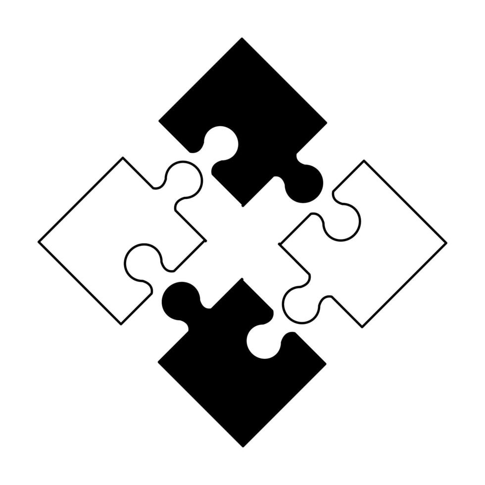 Puzzle-Symbol-Cartoon in Schwarz und Weiß vektor