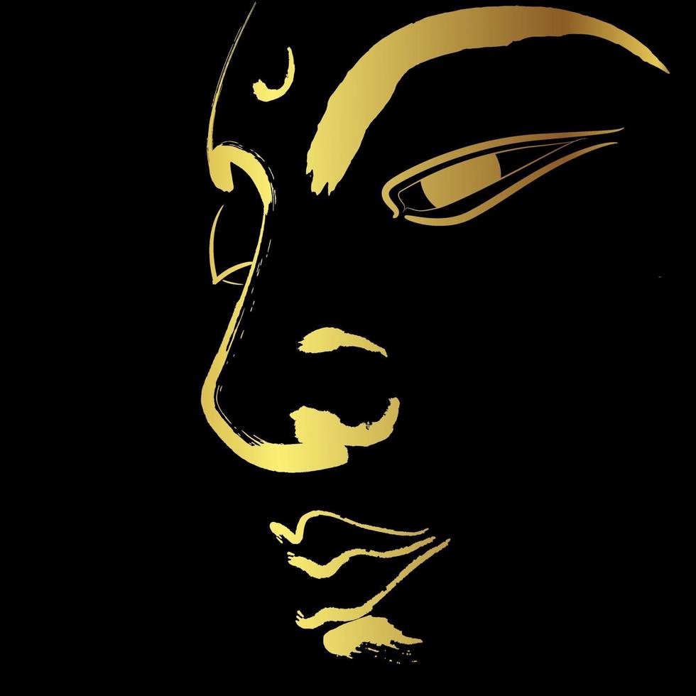 buddha med gyllene penseldrag isolera på svart vektor