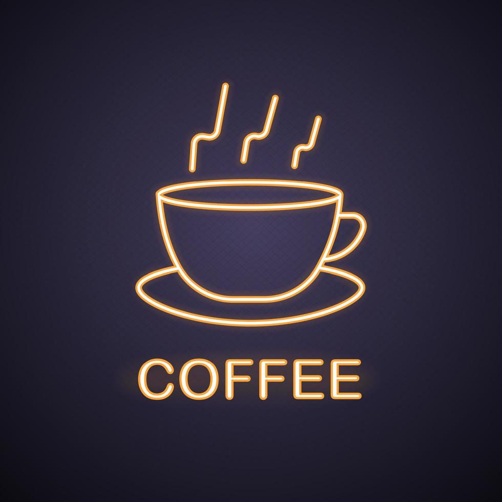 Dampfende Tasse Neonlicht-Symbol. Café leuchtendes Zeichen. isolierte Vektorgrafik vektor