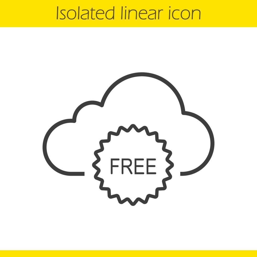 Lineares Symbol für den freien Speicherplatz des Cloud-Speichers. dünne Linie Abbildung. Cloud-Computing-Kontursymbol. Vektor isolierte Umrisszeichnung