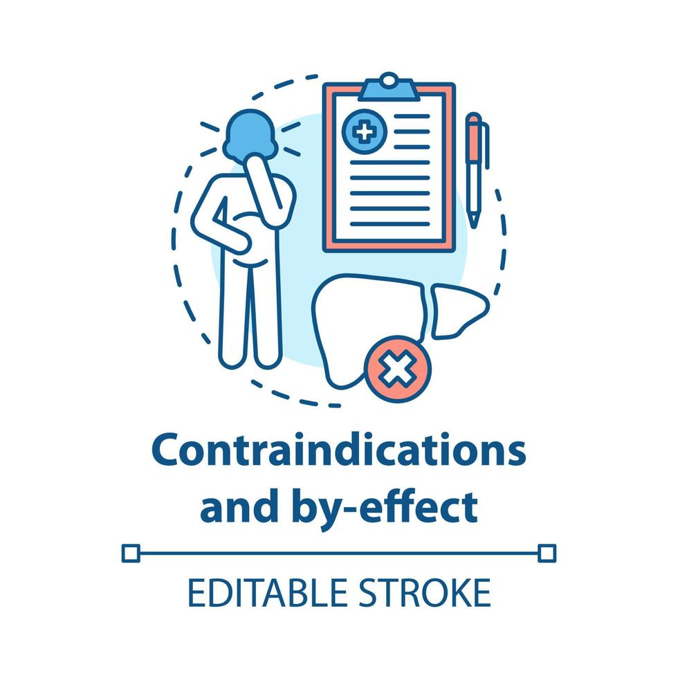 kontraindikationer och konceptikon för effekt. keto diet idé tunn linje illustration. ketogen terapi. behandlingsvarning. sidosymtom. vektor isolerade konturritning. redigerbar stroke