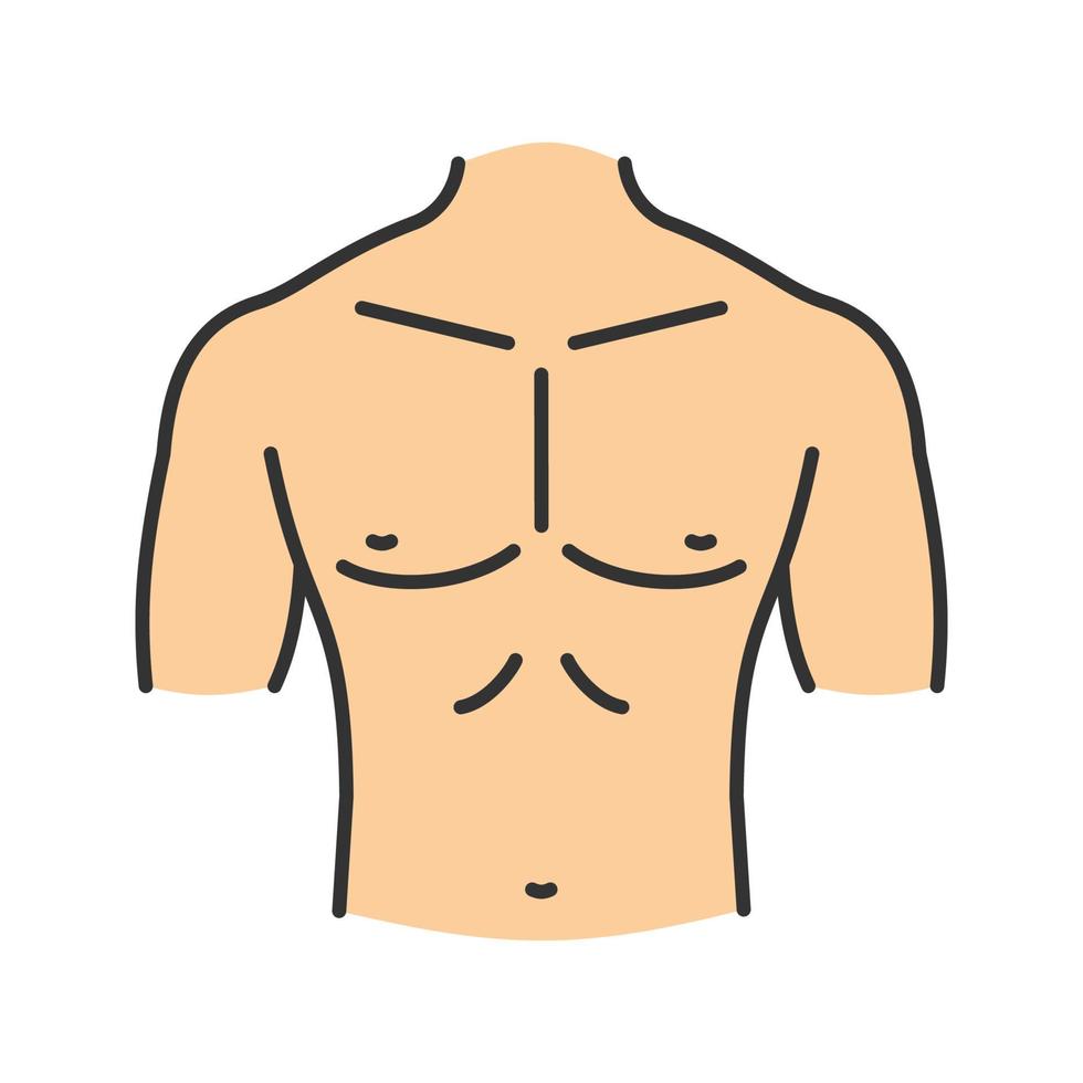 muskulös manlig bröstfärgikon. isolerad vektor illustration