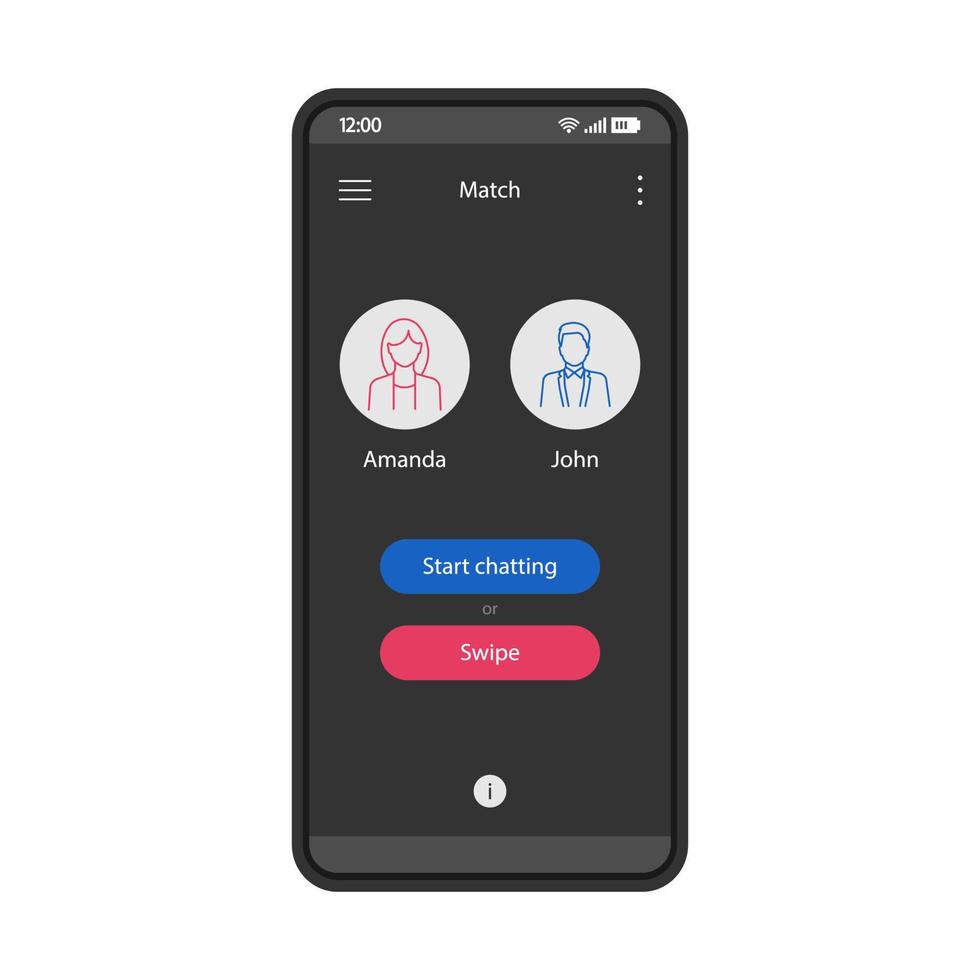 Dating-App-Schnittstellenvektorvorlage vektor