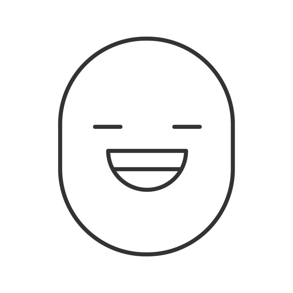 skrattande smiley linjär ikon. bra humör. tunn linje illustration. glatt ansikte med brett leende och öppna ögon. kontursymbol. vektor isolerade konturritning