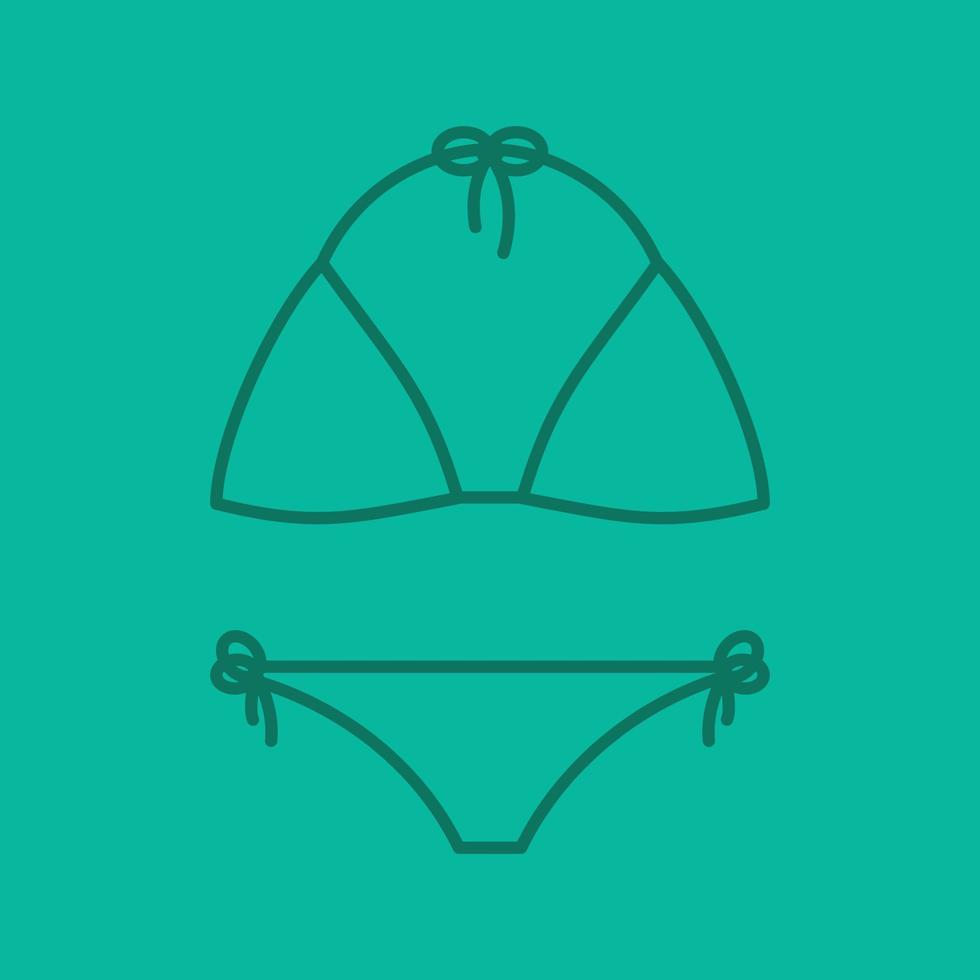 baddräkt linjär ikon. bikini baddräkt. tunn linje disposition symboler på färg bakgrund. vektor illustration