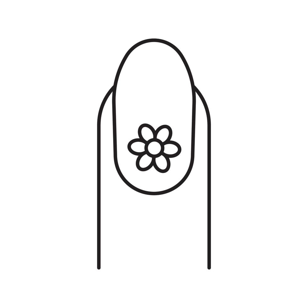 oval formad spik med blommönster linjär ikon. tunn linje illustration. klassisk manikyr med blomma. kontursymbol. vektor isolerade konturritning
