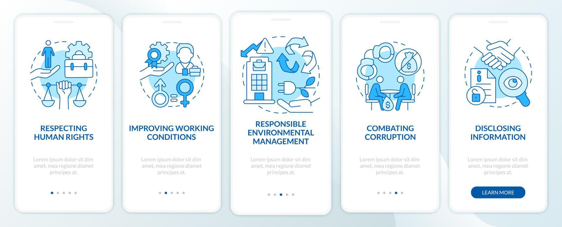 csr gibt blauen Onboarding-Bildschirm der mobilen App-Seite aus vektor