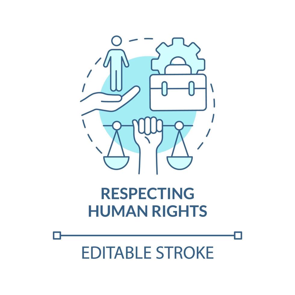 Achtung der Menschenrechte blaues Konzeptsymbol vektor