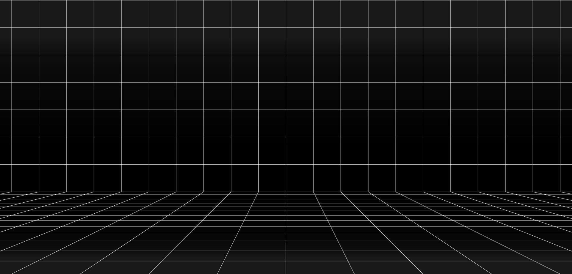 leere futuristische digitale wandbox grau-schwarzer hintergrund mit weißer rasterraumlinie farboberfläche vektor