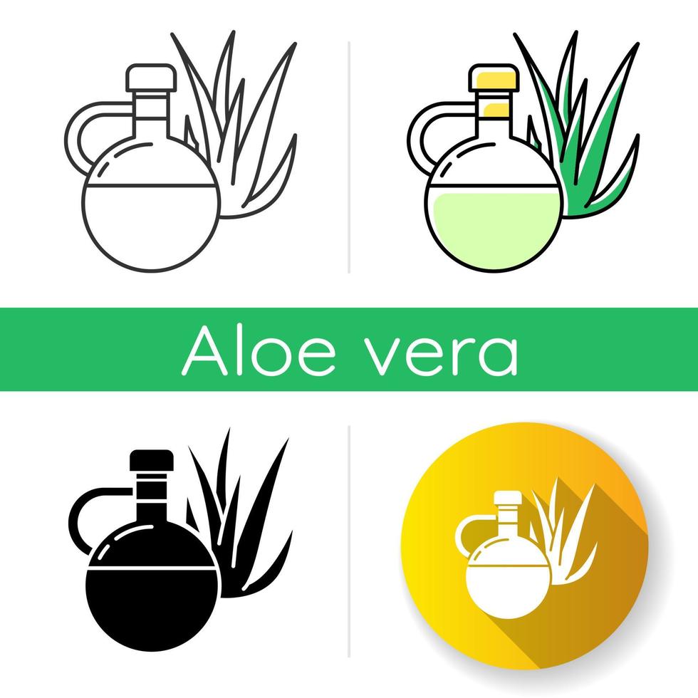 Öl-Symbol. lineare Schwarz- und RGB-Farbstile. pflanzliche Essenz für die Hautpflege. Aloe Vera Saft in Glasflasche. Heilkraut. natürliche Hautpflege. feuchtigkeitsspendender Extrakt. isolierte vektorillustrationen vektor