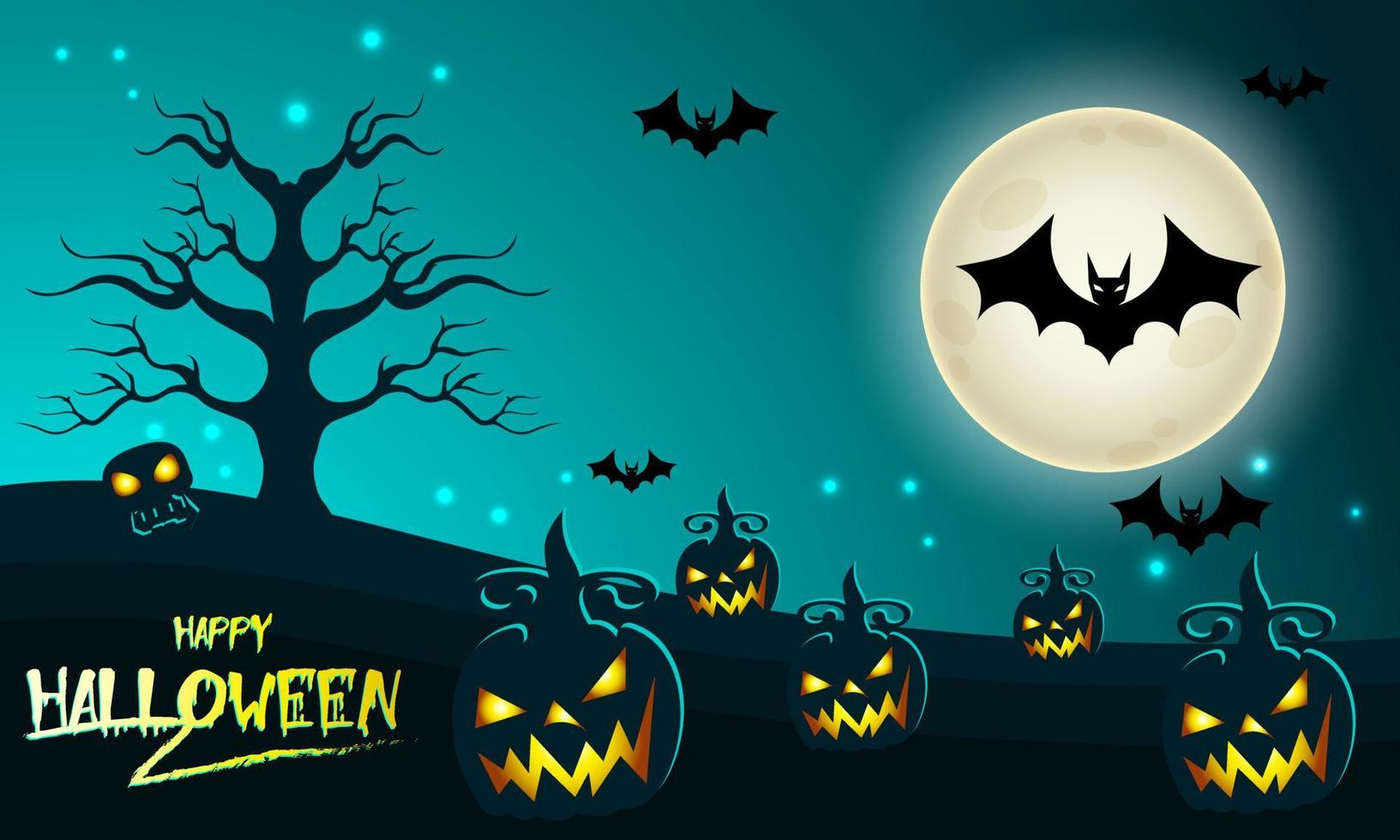 Halloween-Banner oder Partyeinladungshintergrund mit Abendwolken und eleganten Kürbissen. Vektor-Illustration vektor