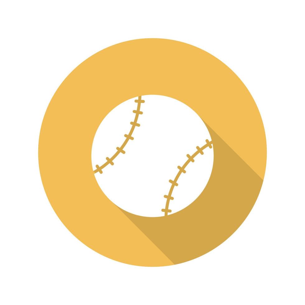 baseballboll platt design lång skugga glyph ikon. vektor silhuett illustration