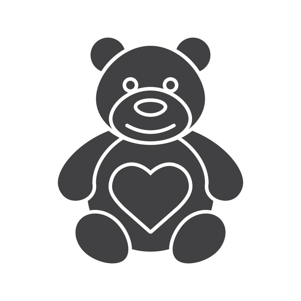 Teddybär mit Herzform-Symbol. Silhouette-Symbol. negativer Raum. isolierte Vektorgrafik vektor