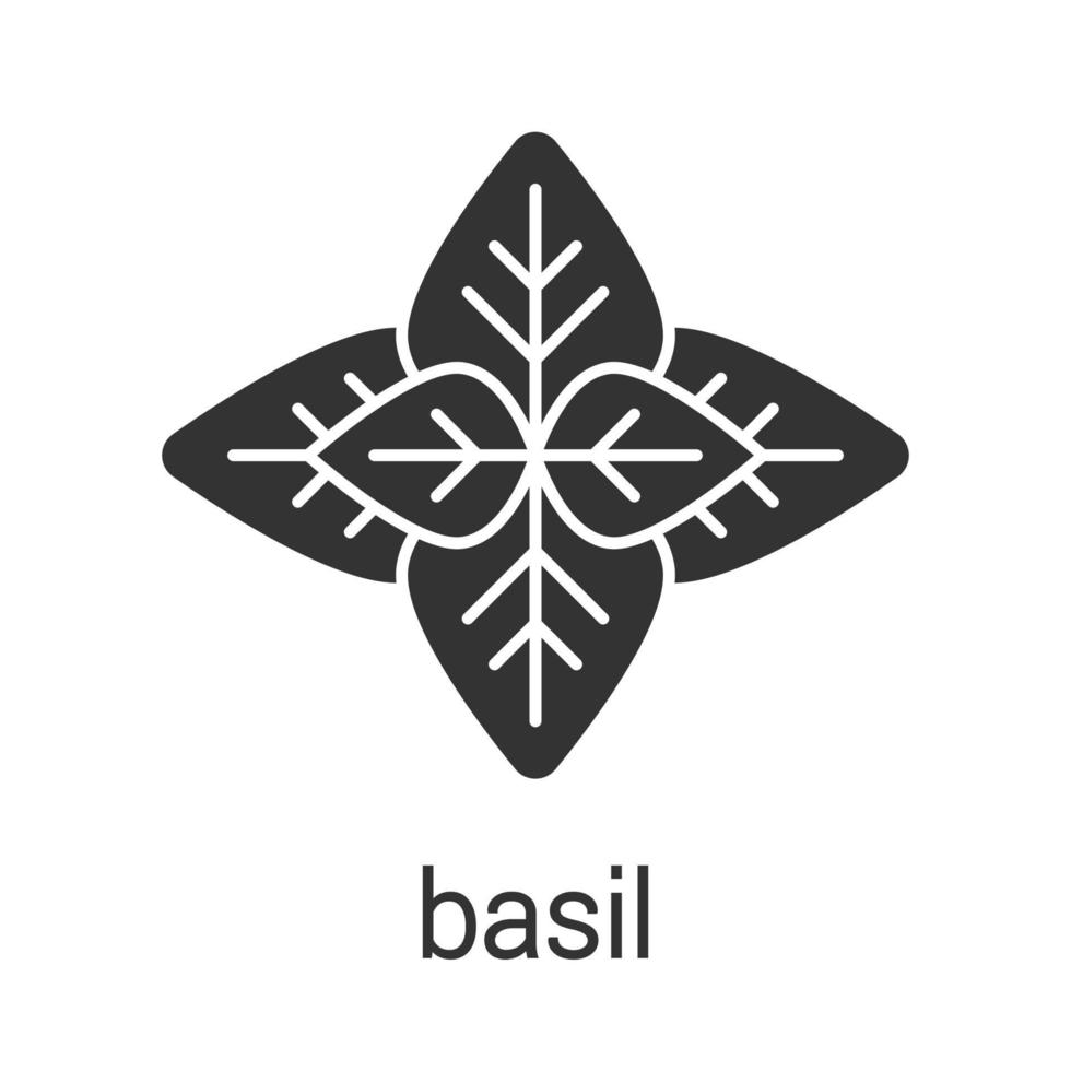 basilika glyph ikon. silhuett symbol. smaksättning, smaksättning. negativt utrymme. vektor isolerade illustration