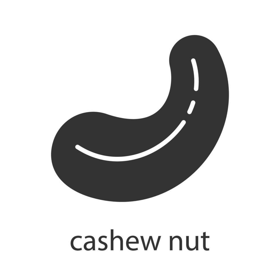 Cashewnuss-Glyphe-Symbol. Silhouette-Symbol. negativer Raum. isolierte Vektorgrafik vektor