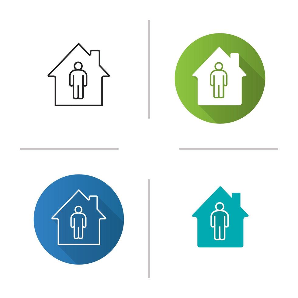 hyresgäst, bosatt, ägare ikon. platt design, linjära och glyffärgstilar. privat egendom. isolerade vektorillustrationer vektor